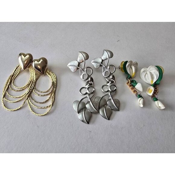 Earrings Three pair Vintage Pierced - Picture 1 of 6